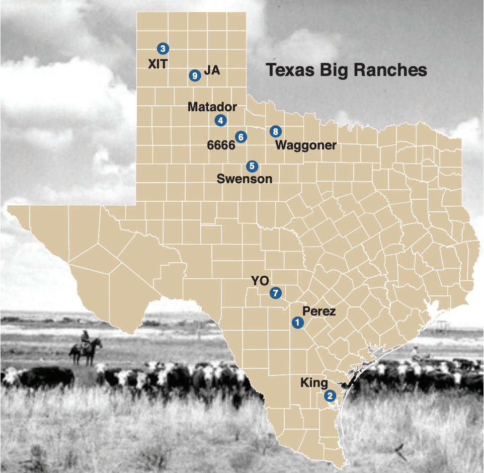 8 Texas Ranches Map 